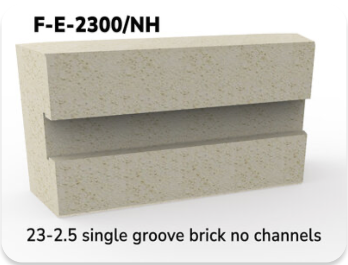 This brick is used as a channel/side brick. This brick is for All Easy-Fire e23S, e23M & e23T, Jupiter J23, J230, J236, J245, JD23, JD230, JD236, JD245, and School-Master SM23T kilns. 2-1/2" Brick Kilns with out the element holder.