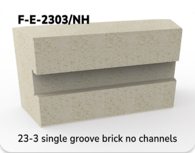 This brick is used as a channel/side brick. This brick is for all Easy-Fire e23S-3, e23M-3 & e23T-3 and Jupiter J23-3, J230-3, J236-3, J245-3, JD23-3, JD230-3, JD236-3, JD245-3 kilns and School-Master SM23-3 kilns. 3" Brick with out the element holder.
