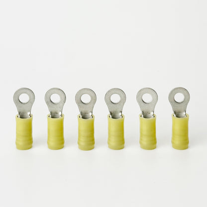 Ring connectors commonly used on kilns where feeder wires connect to the terminal strip. Set of six is enough for 3 section kilns