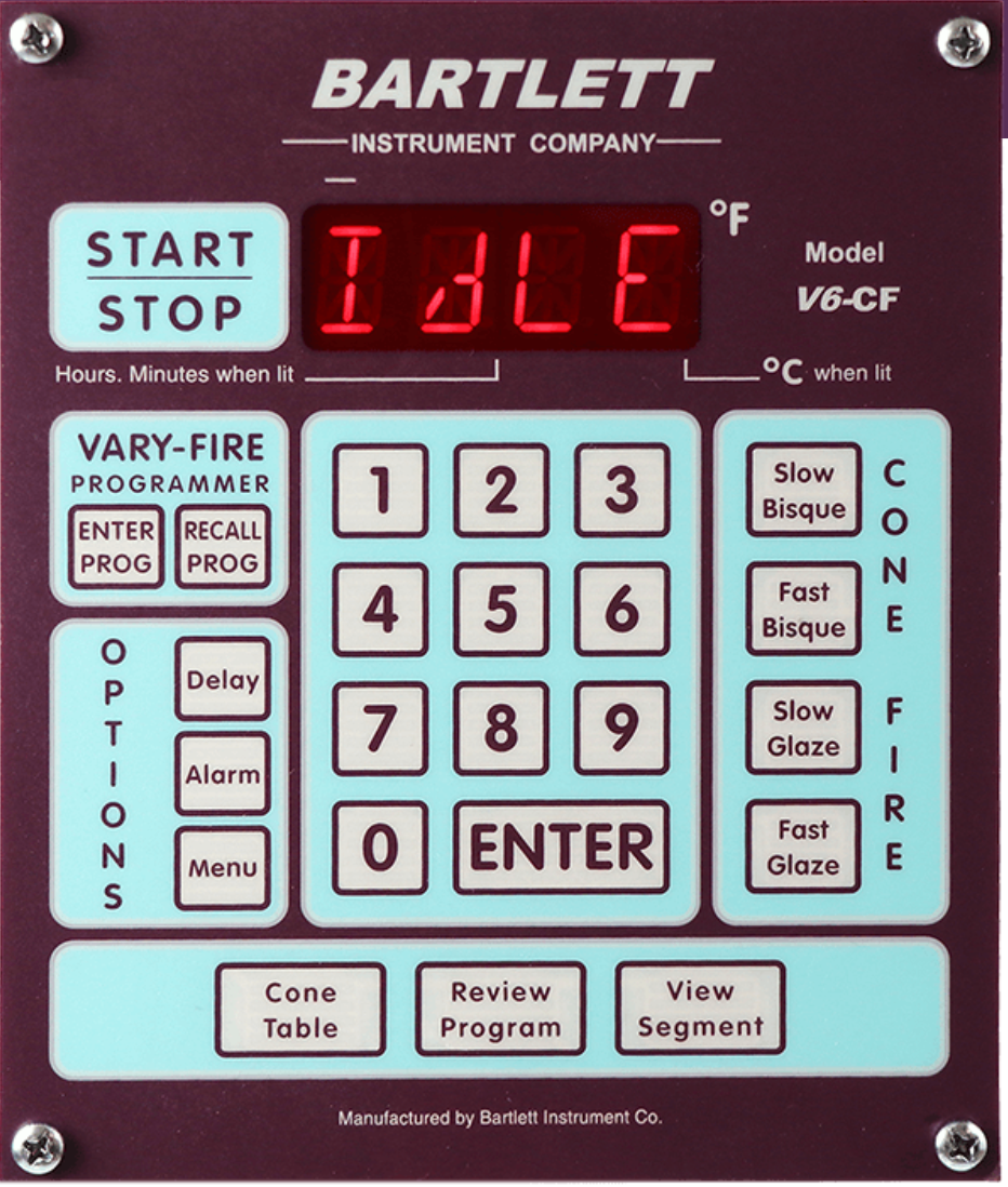 This V6-CF controller is the classic 12 key controller found on L&L, Cone Art, Bailey and many other manufacturers kilns. 