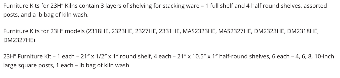 Olympic Kiln models - 2318HE, 2323HE, 2327HE, 2331HE, MAS2323HE, MAS2327HE, DM2323HE, DM2318HE, DM2327HE