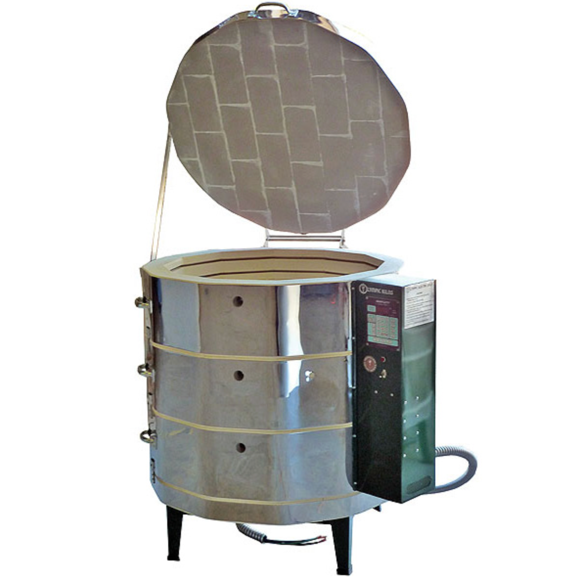 Olympic Kilns Medallion Series (MAS) are designed to save money with a green control box! All models are designed for high-fire Cone 10 and have 3" brick for energy consummation and efficiency.