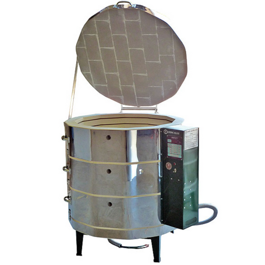 Olympic Kilns Medallion Series (MAS) are designed to save money with a green control box! All models are designed for high-fire Cone 10 and have 3" brick for energy consummation and efficiency.