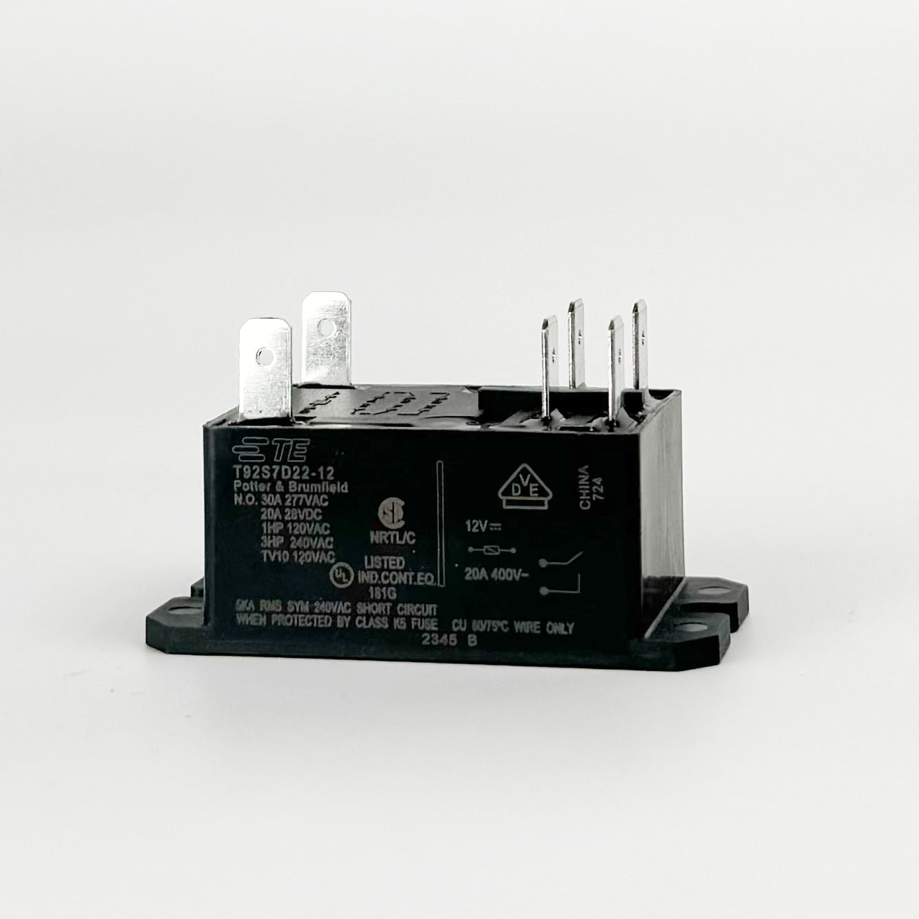 12V, 30 amp Potter & Brumfield power relays work in both 240V and 208V digitally controlled kilns and are the factory replacement relay for Cone Art Kilns.