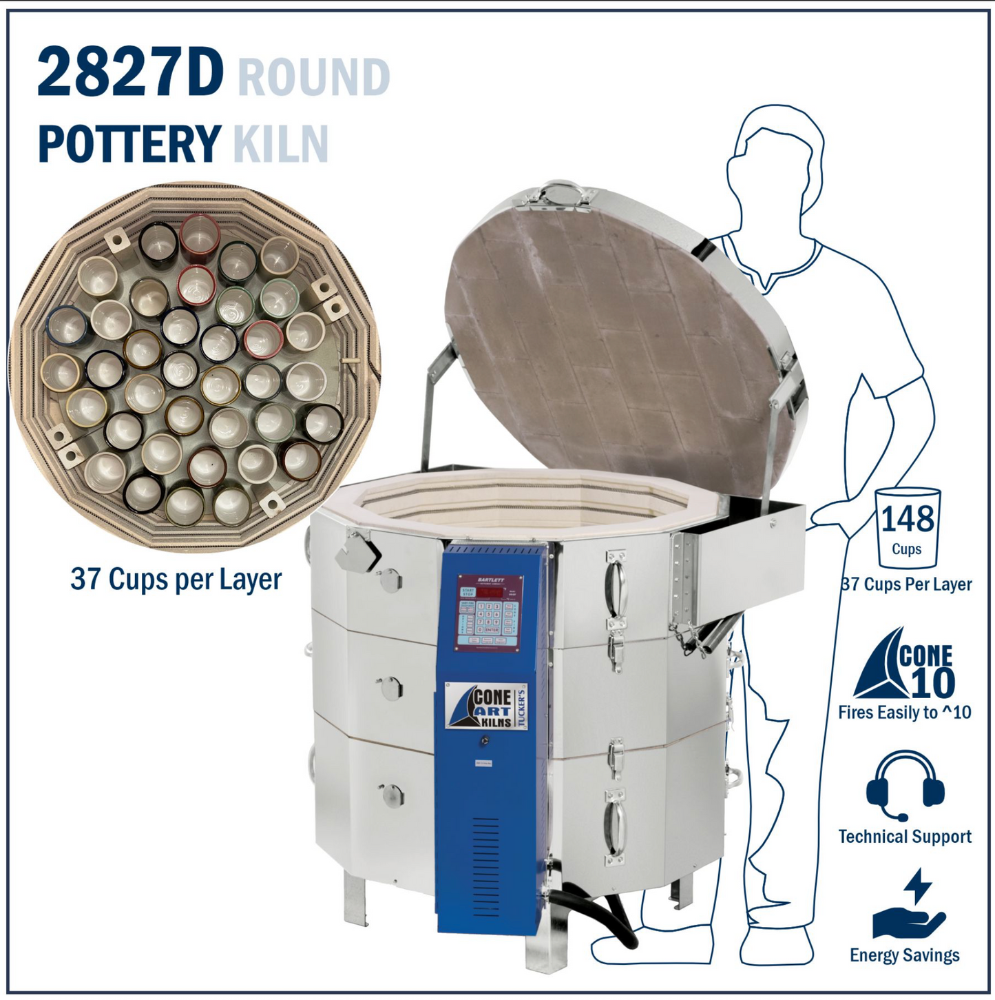 Cone Art 2827D Round Kiln