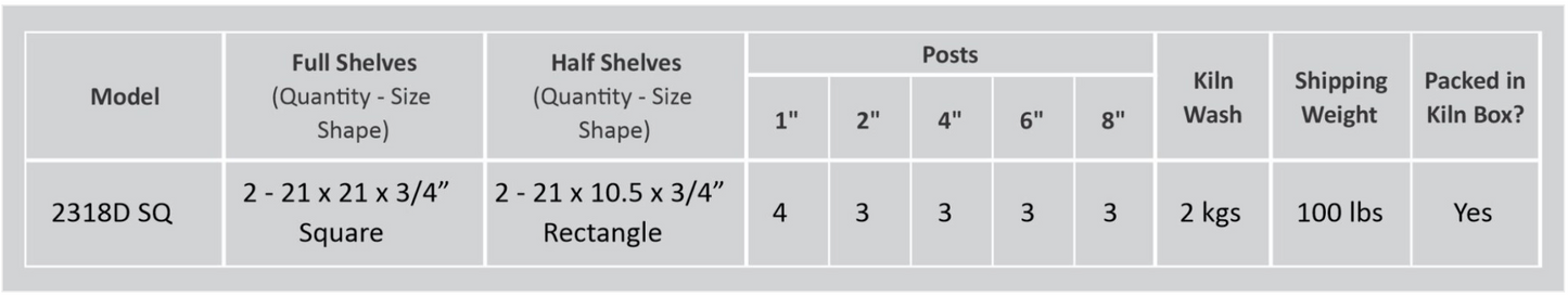 Cone Art 2318D SQ Square Kiln