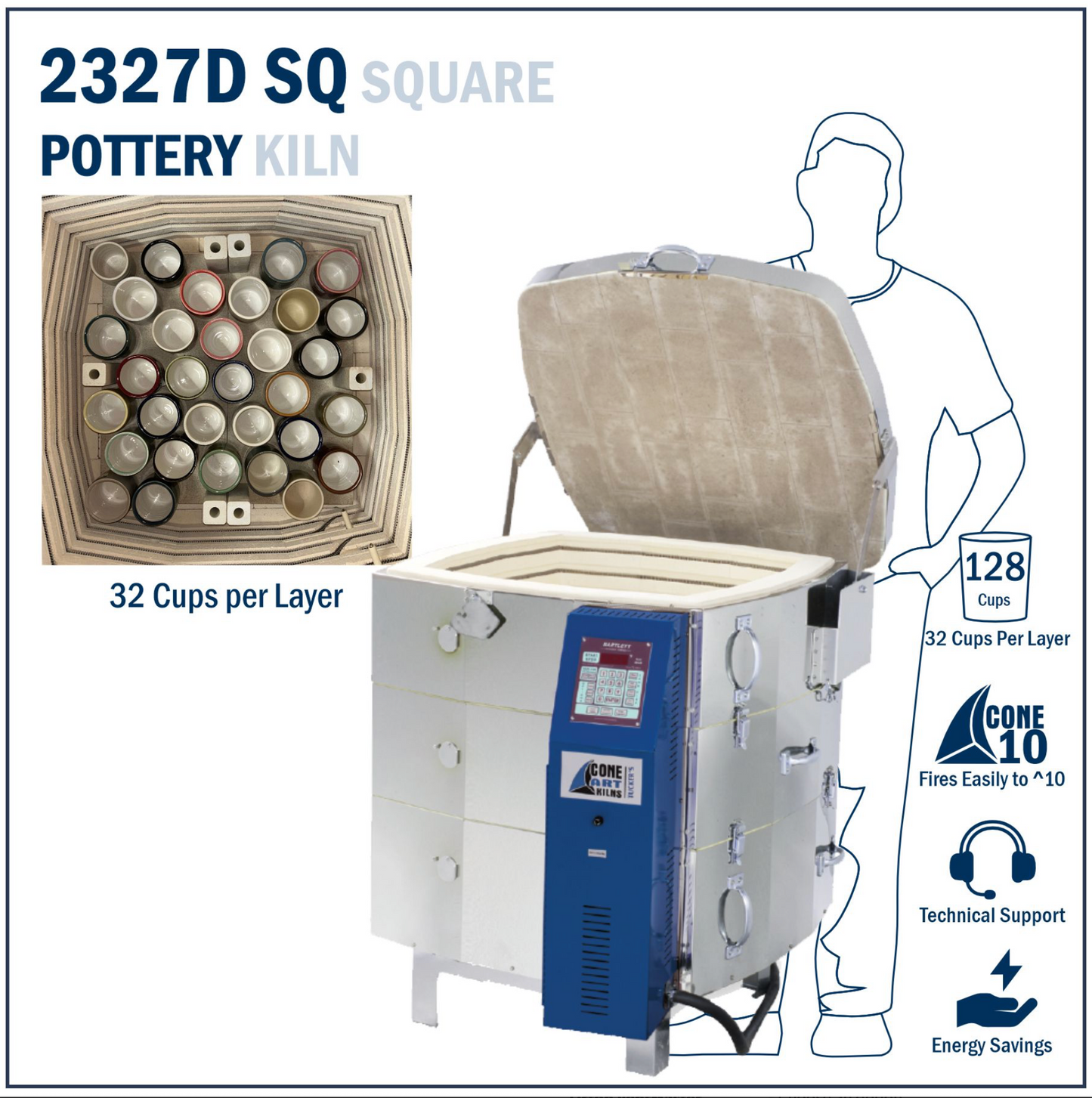 Cone Art 2327D SQ Square Kiln