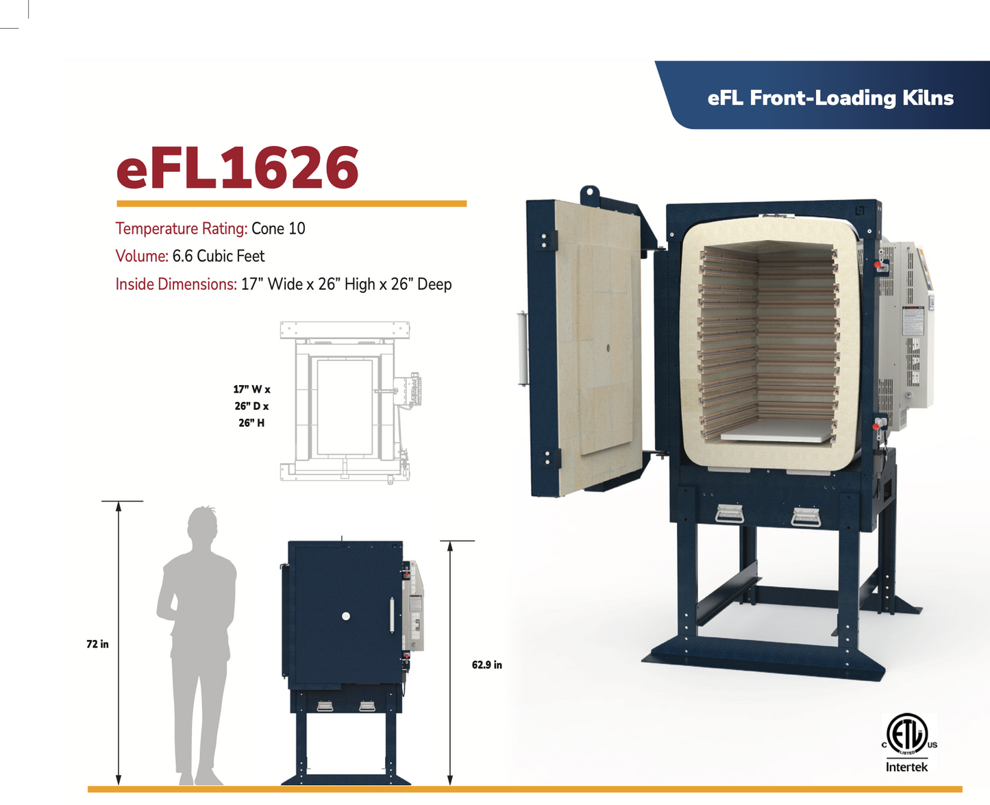 L&L EFL 1626 Front Loading Kiln