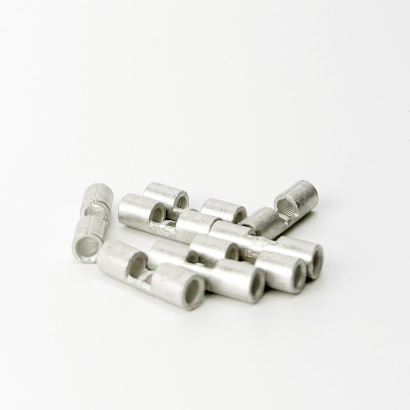 Butt connectors commonly used on Skutt kilns where the element wire connects to the feeder wire feeder with a crimp connection. Set of eight is enough for 2 section kilns.